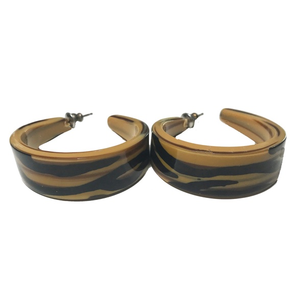 Tiger Eye Hoop Earrings - Picture 2 of 2